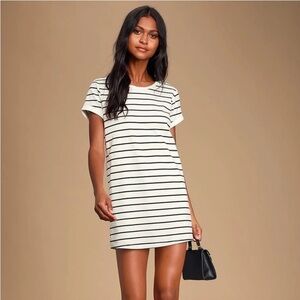 Lulu's Black and White Striped Mini Dress